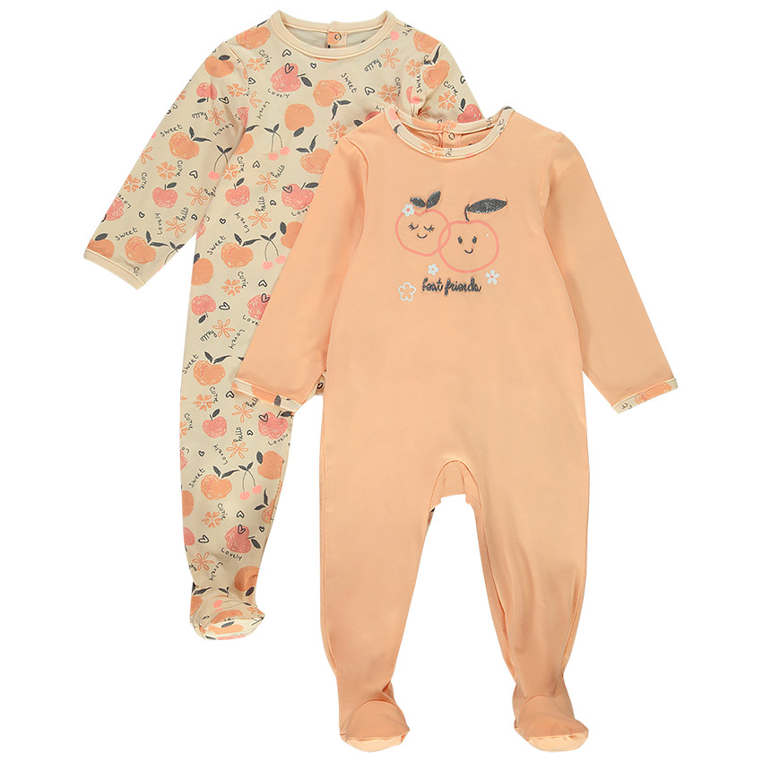 Lot de 2 dors-bien en jersey imprimé pêches pour bébé fille 