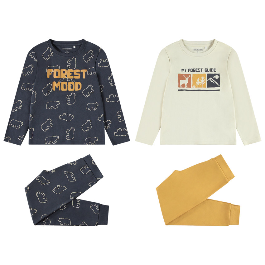 Pack de 2 conjuntos de pijamas largos intercambiables para niño 