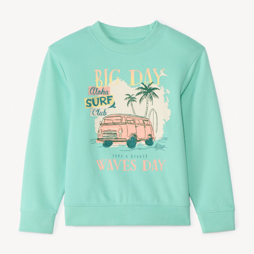 Sudadera de piqué con estampado decorativo para niño 