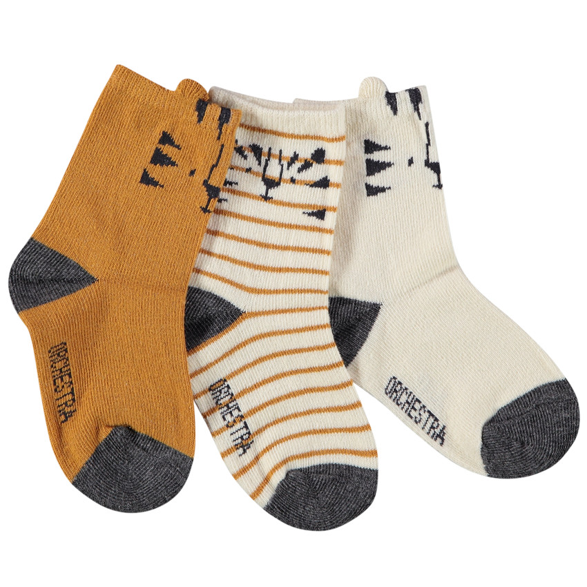 Pack de 3 pares de calcetines estampados tigre para bebé niño 