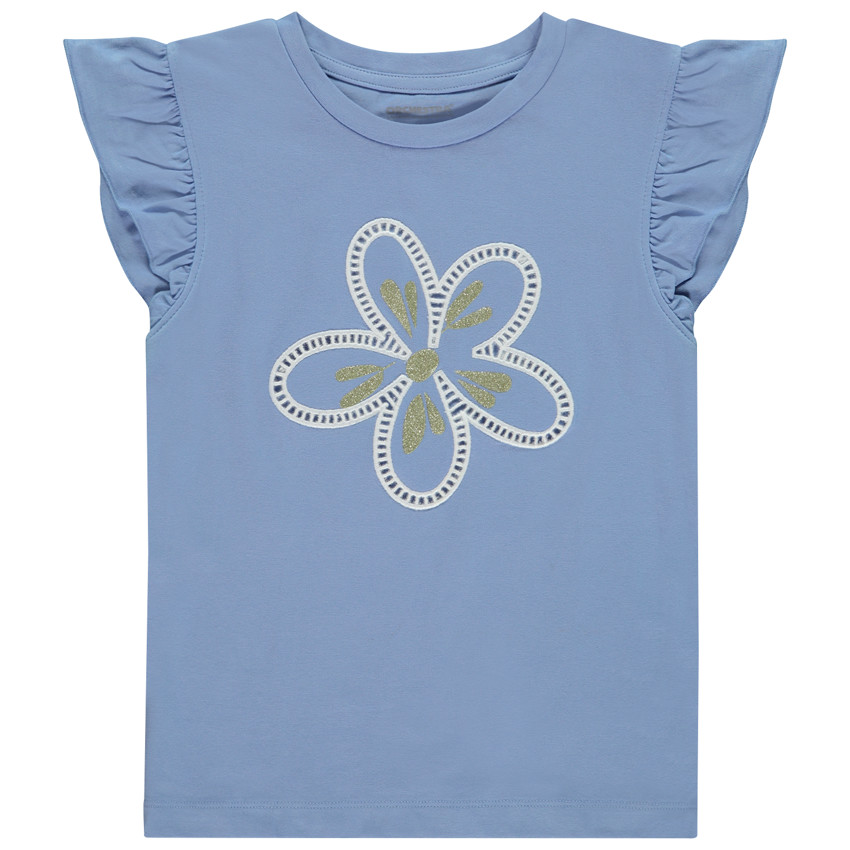 Camiseta de manga corta con flores niña 