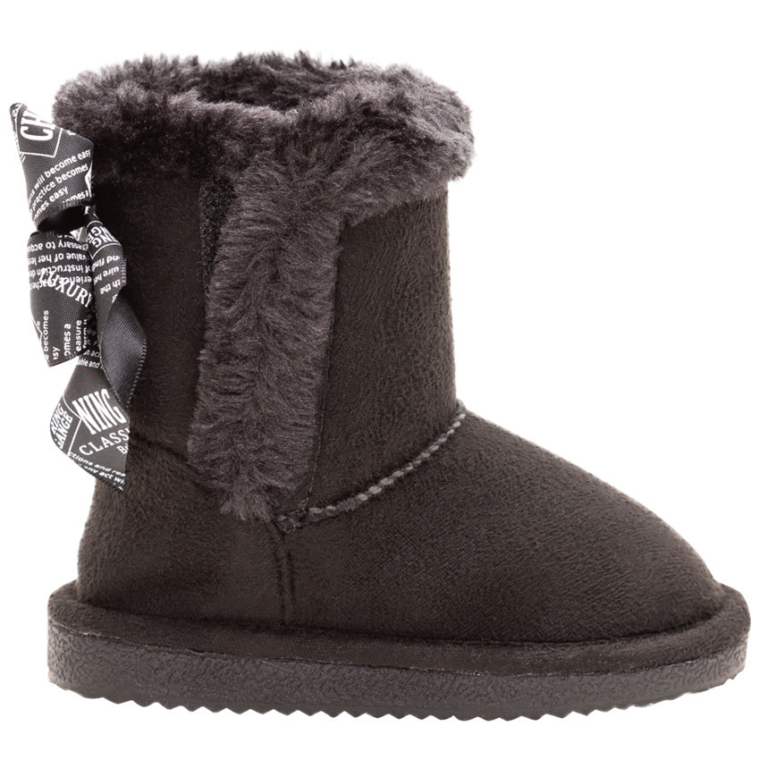 Botines forrados con lazo en la parte posterior para niña. 