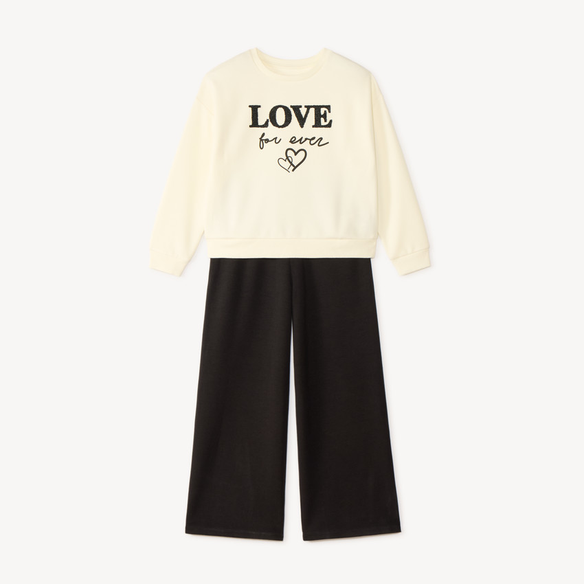 Conjunto de sudadera + pantalón acampanado para niña 
