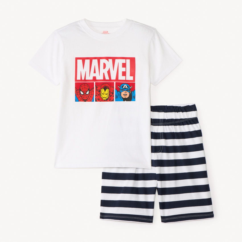 Conjunto de 2 piezas de pijama camiseta + pantalón corto de Héroes Marvel para niño 