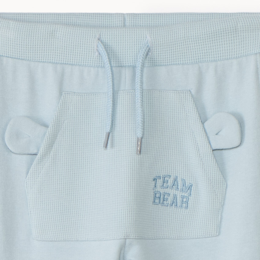 Jogging de felpa y punto de piña liso para bebé niño 