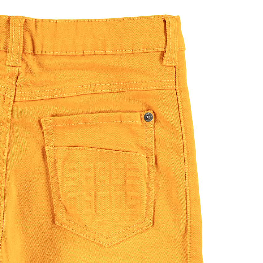 Júnior - Pantalón de sarga teñida con juego de pliegues y pespuntes 