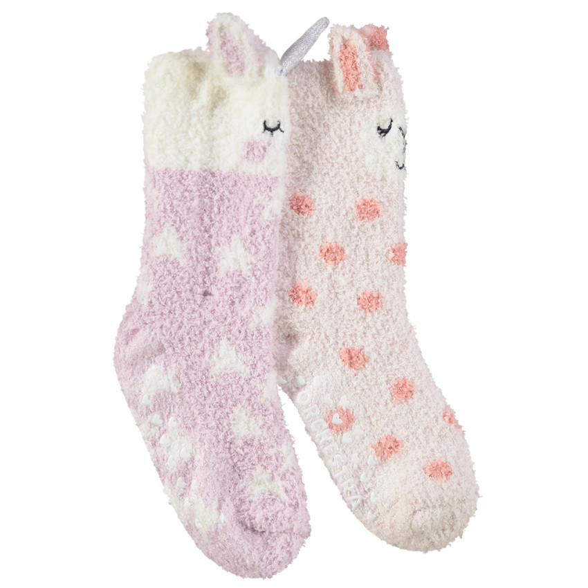 Pack de 2 pares de calcetines antideslizantes con animales para niña 