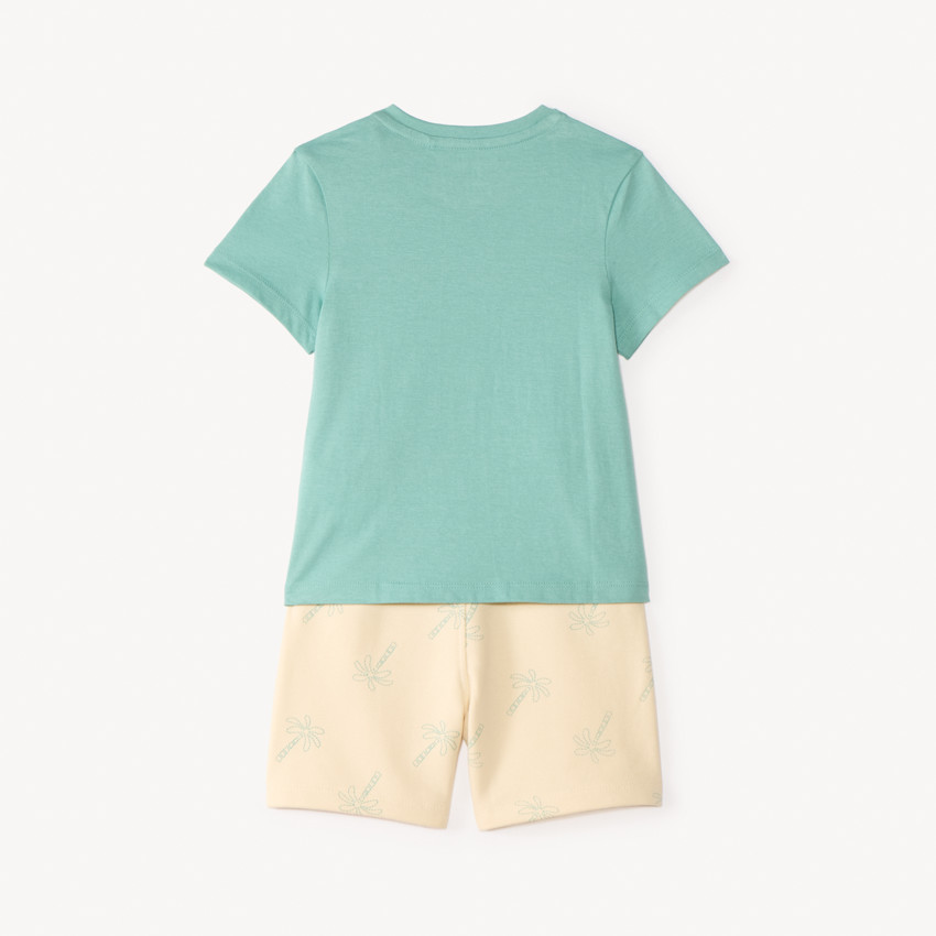 Conjunto de dos piezas, camiseta + pantalón corto con estampado de jungla para bebé niño. 
