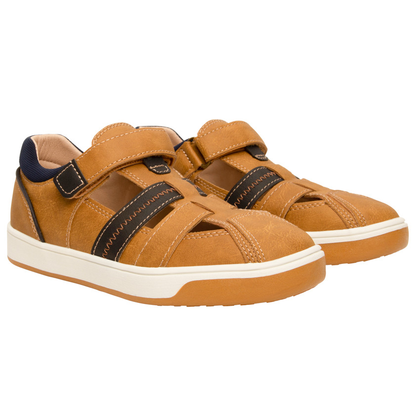 Sandalias de efecto cuero con cierre de velcro para niño 