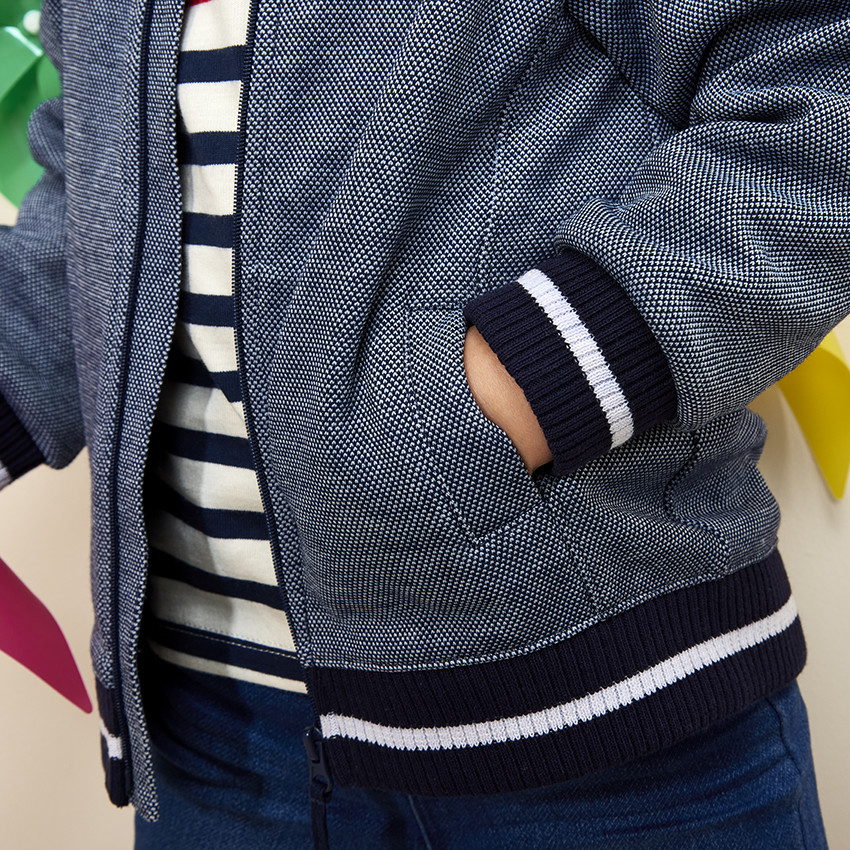 Chaleco cuello teddy de punto piqué para bebé niño 