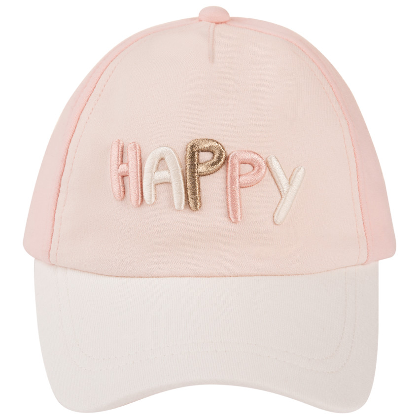 Gorra de felpa con bordado 3D "Happy" para bebé niña 