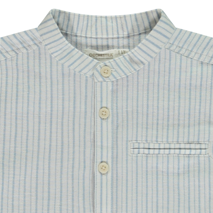 Camisa de manga corta a rayas con cuello mao para niño 