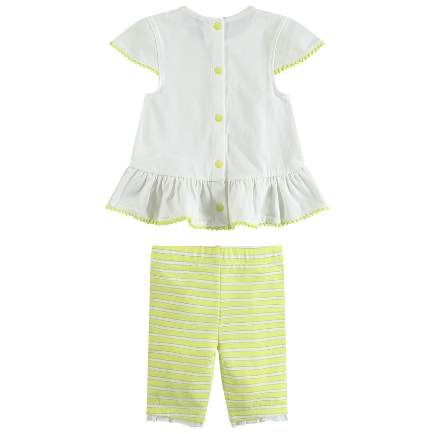 Conjunto con túnica con estampado de Minnie y leggings cortos de rayas 