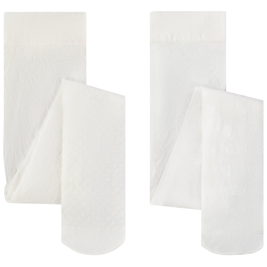 Lote de 2 pares de leotardos finos con estampado en relieve para niña. 