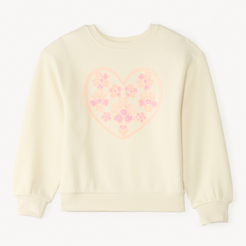 Sudadera oversize de punto texturizado con bordado y lentejuelas para niña 