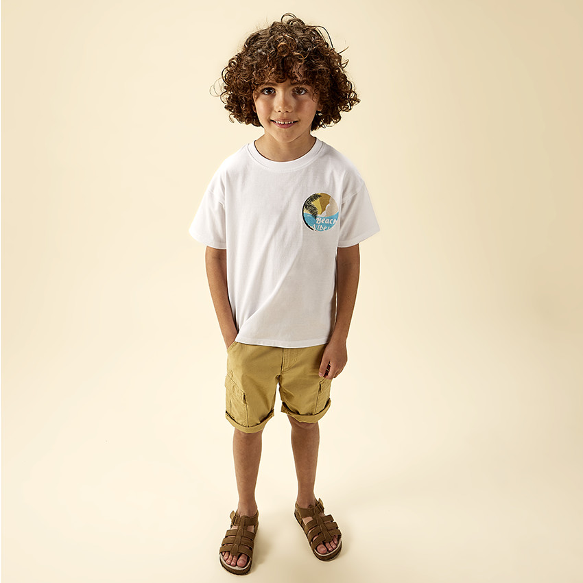 Bermudas de tela lisa estilo cargo para niño 