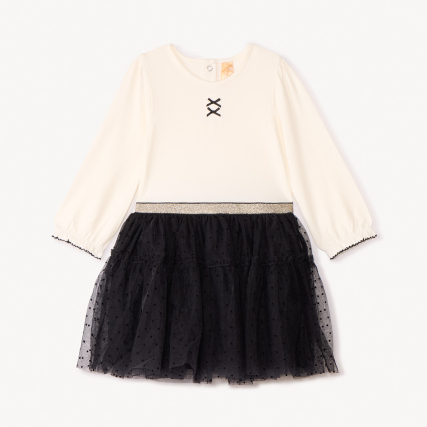 Ropa de manga larga efecto 2 en 1 bicolor para niña bebé 