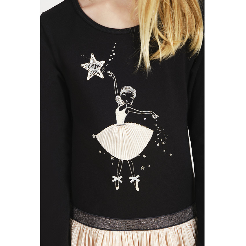 Robe de fêtes effet 2 en 1 print fantaisie pour fille Main Robe de fêtes effet 2 en 1 print fantaisie pour fille