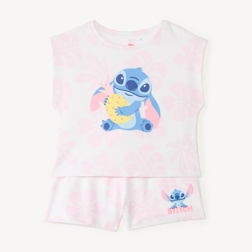 Conjunto de 2 piezas camiseta + short Stitch de Disney para niña 