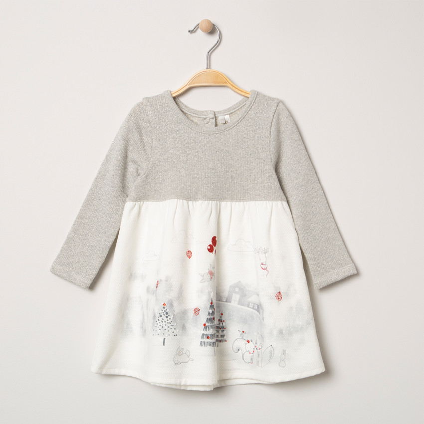 Robe manches longues bicolore à motifs fantaisie  Additional Robe manches longues bicolore à motifs fantaisie