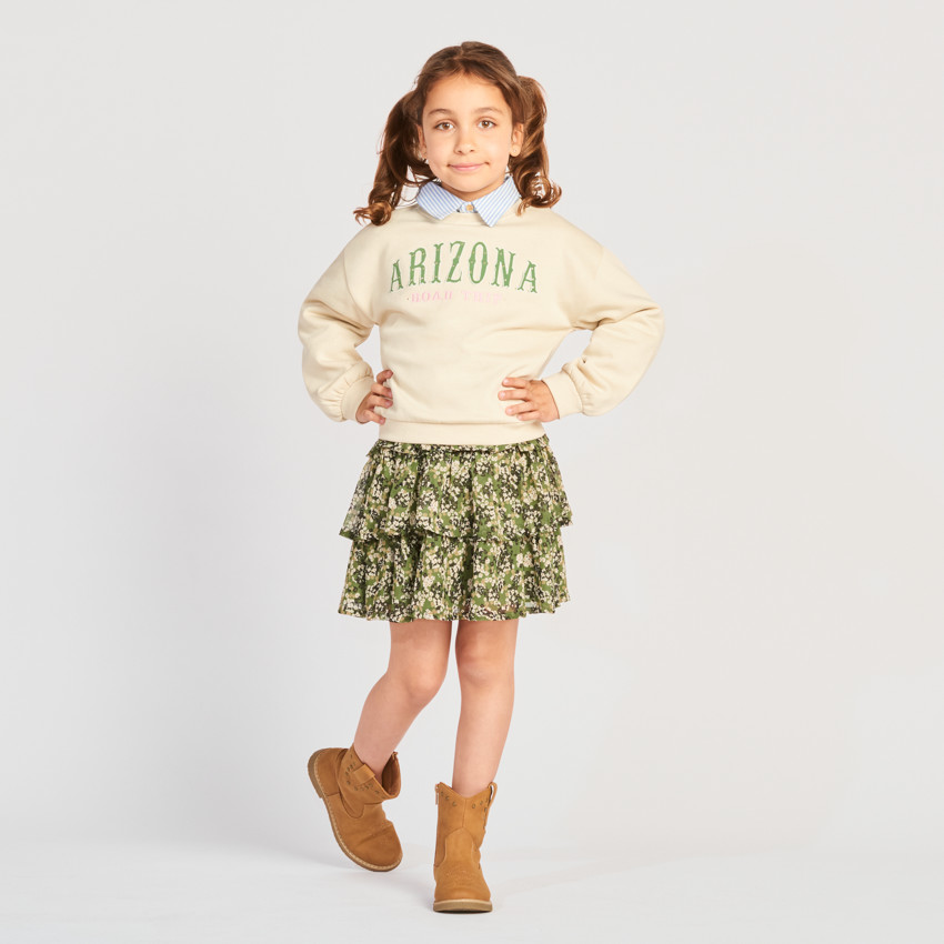 Falda con vuelo estampado floral niña 