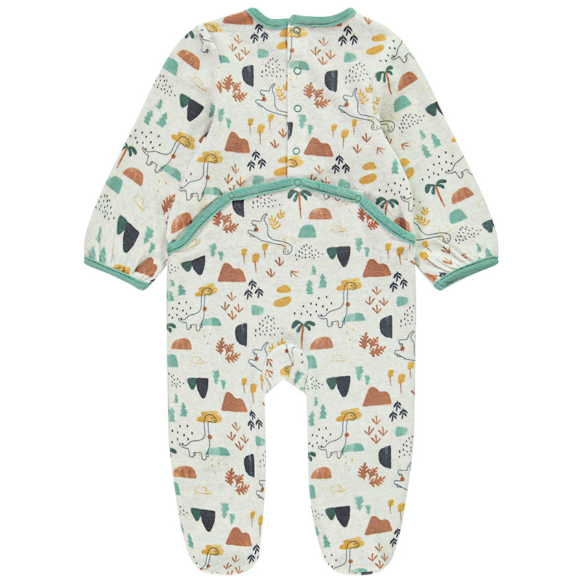 Lote de 2 peleles de terciopelo con estampado de dinosaurios para bebé niño con aperturas según la edad 