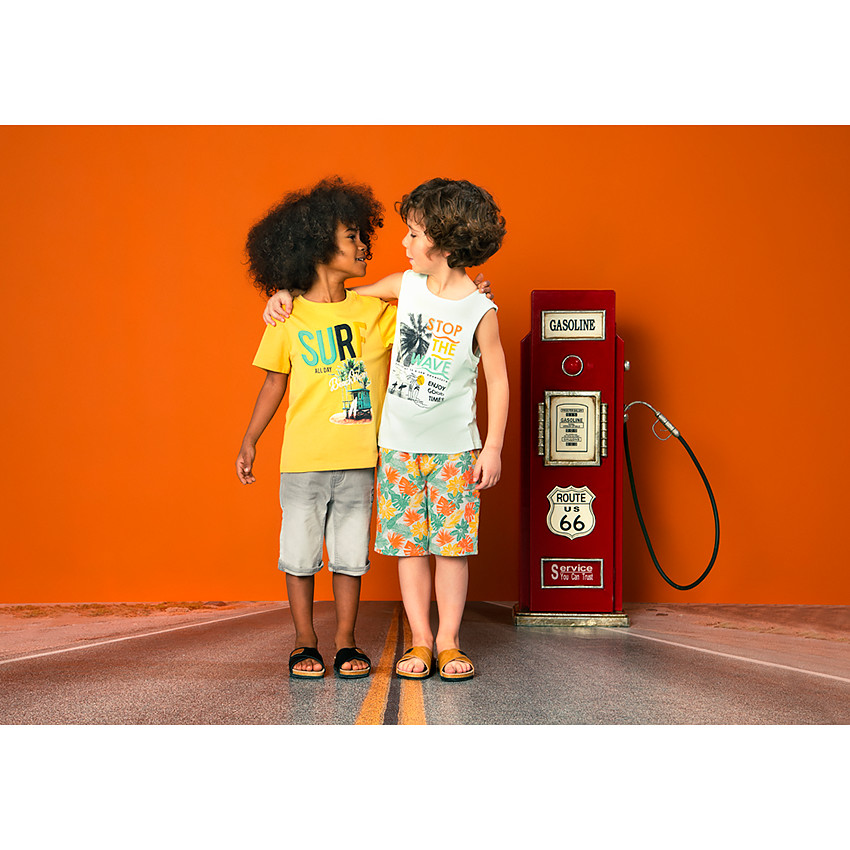 Bermuda en jean effet dip dye avec ceinture pour garçon 