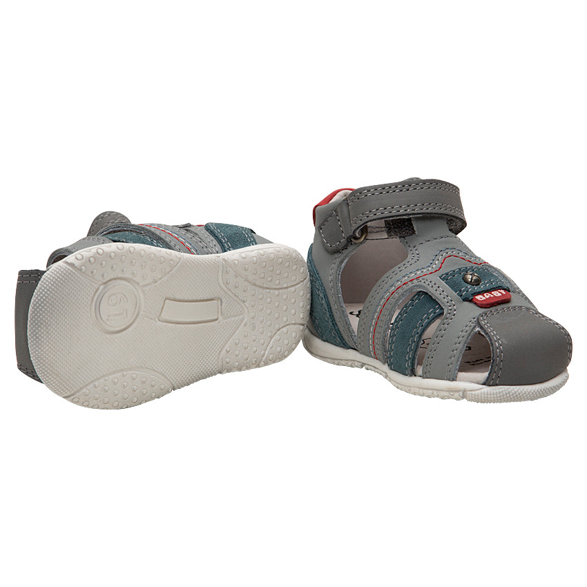 Sandalias de cuero con tiras que contrasan y velcro 