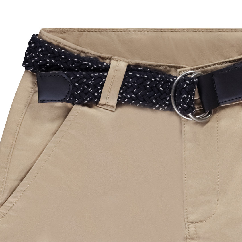 Pantalón chino liso con cinturón trenzado niño 