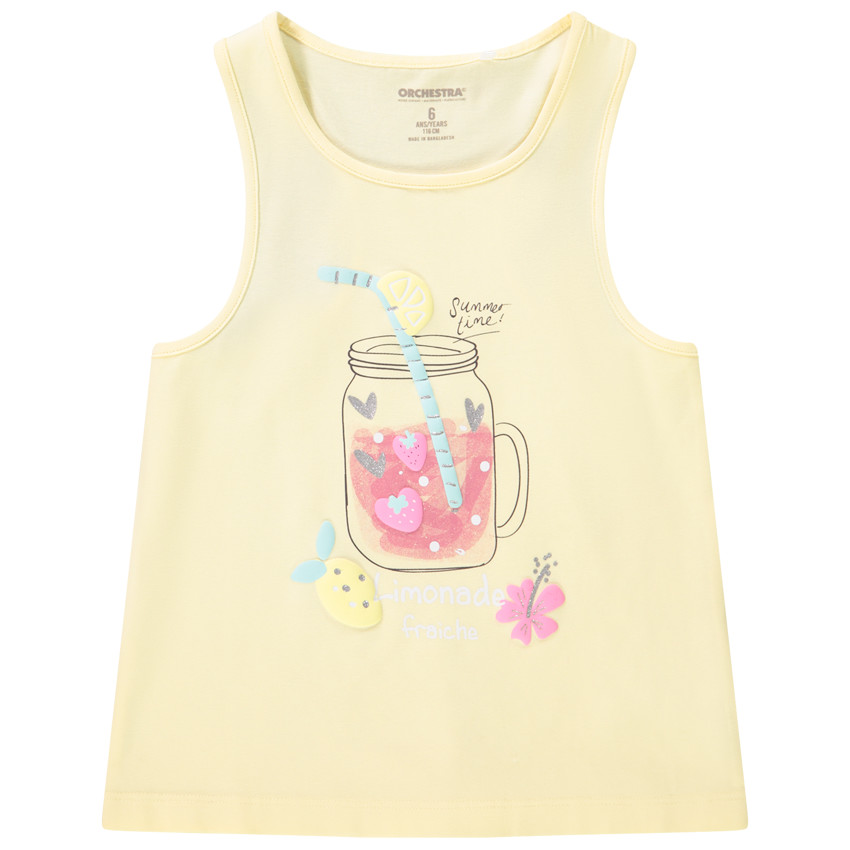 Camiseta sin mangas estampada limonada para niña 
