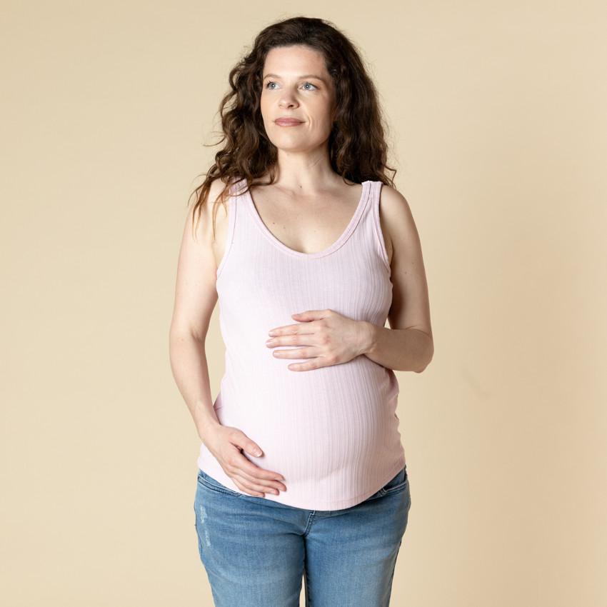 Camiseta sin mangas lisa con efecto canalé para mujer 