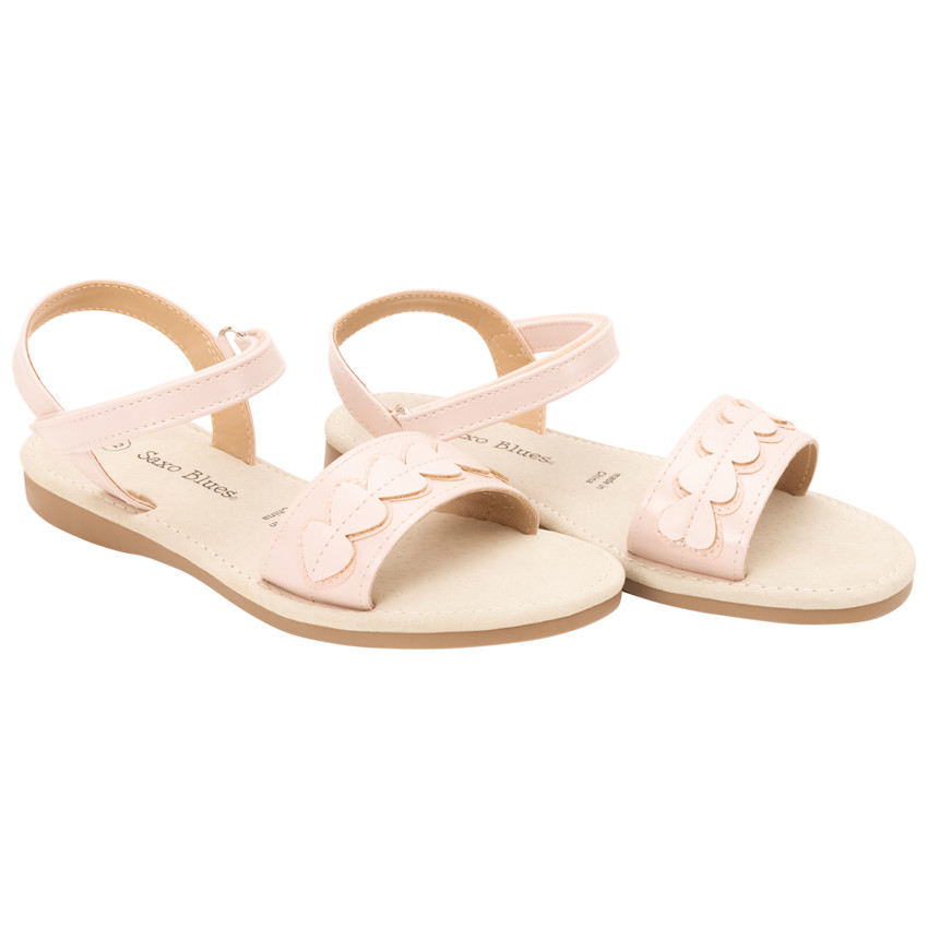 Sandalias rosa empolvado con velcros y parche de corazón para niña  Additional Sandalias rosa empolvado con velcros y parche de corazón para niña