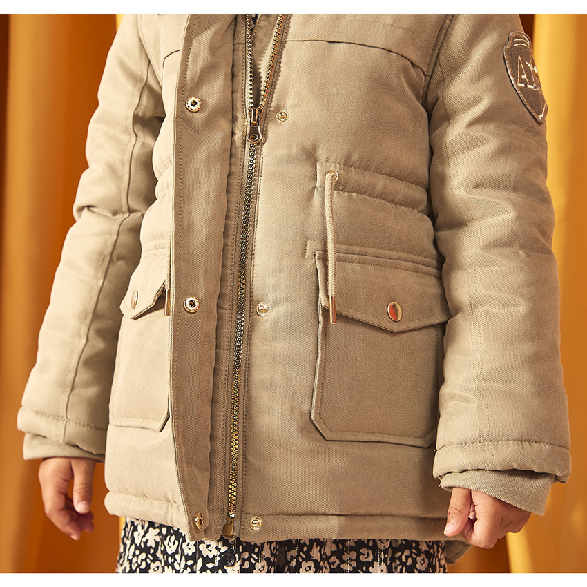 Parka impermeable con capucha y efecto de pelo sintético para niña 