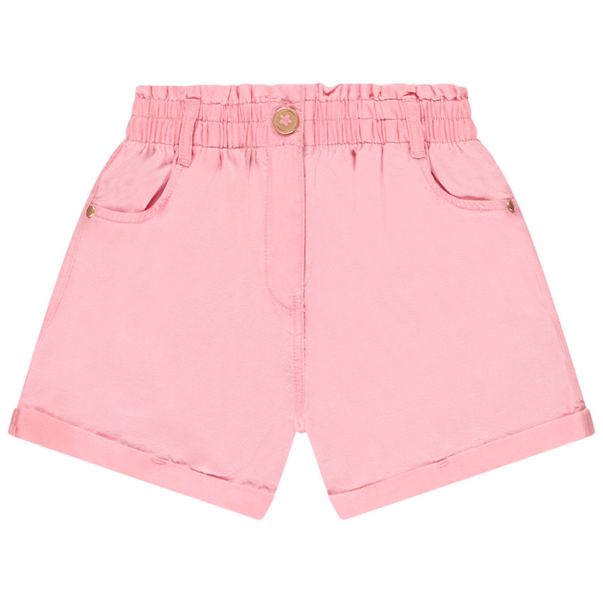 Short liso con cintura mockée para niña 