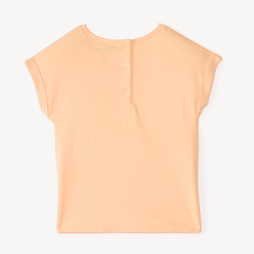 Camiseta de manga corta con parche de flor de bucle para niña bebé. 