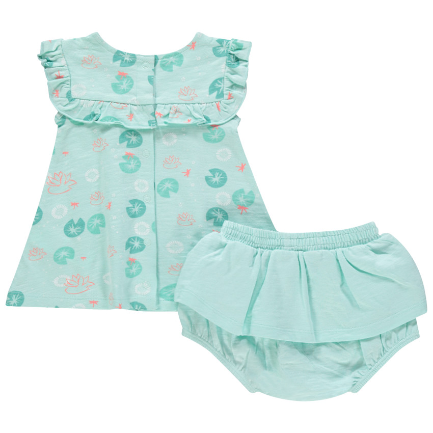 Conjunto con blusa estampada de nenúfares y pololo 