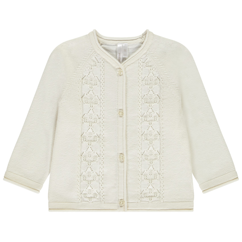 Gilet de punto calado para niña. 