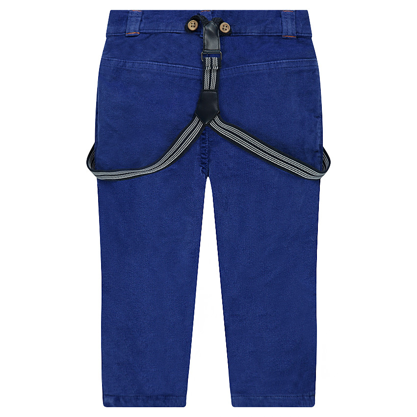 Pantalón de terciopelo azul con tirantes desmontables 