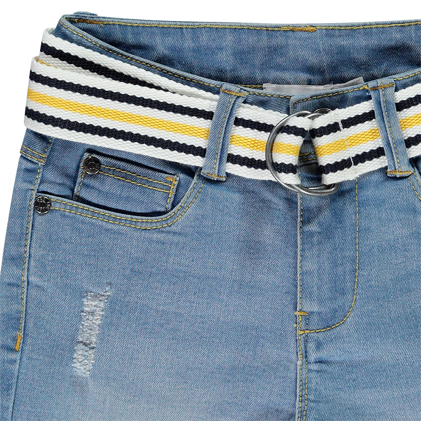 Bermuda en jean délavé avec ceinture pour garçon 