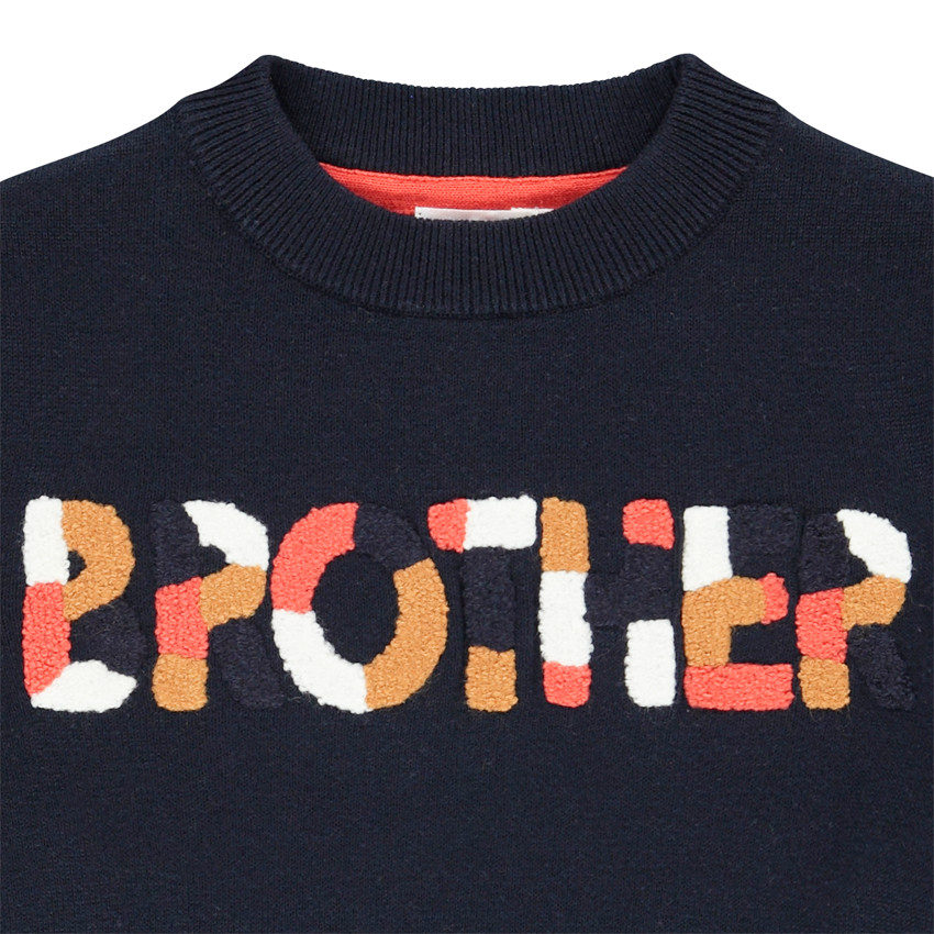 Suéter de punto con texto de rizo para niño 