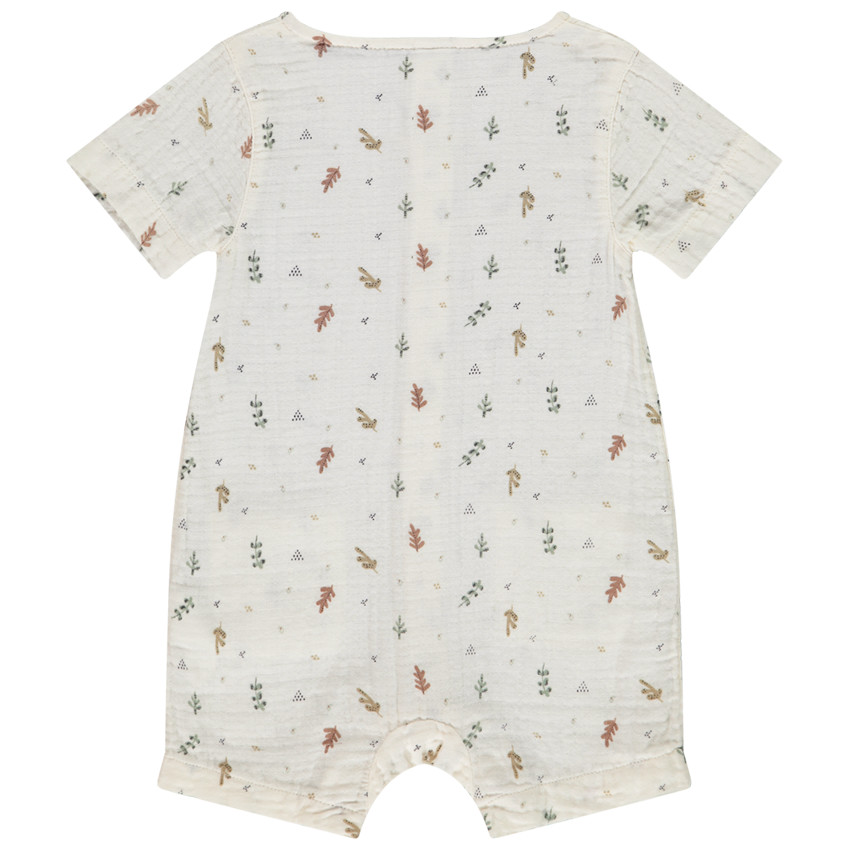 Combishort en doble gasa estampado hojas para bebé 