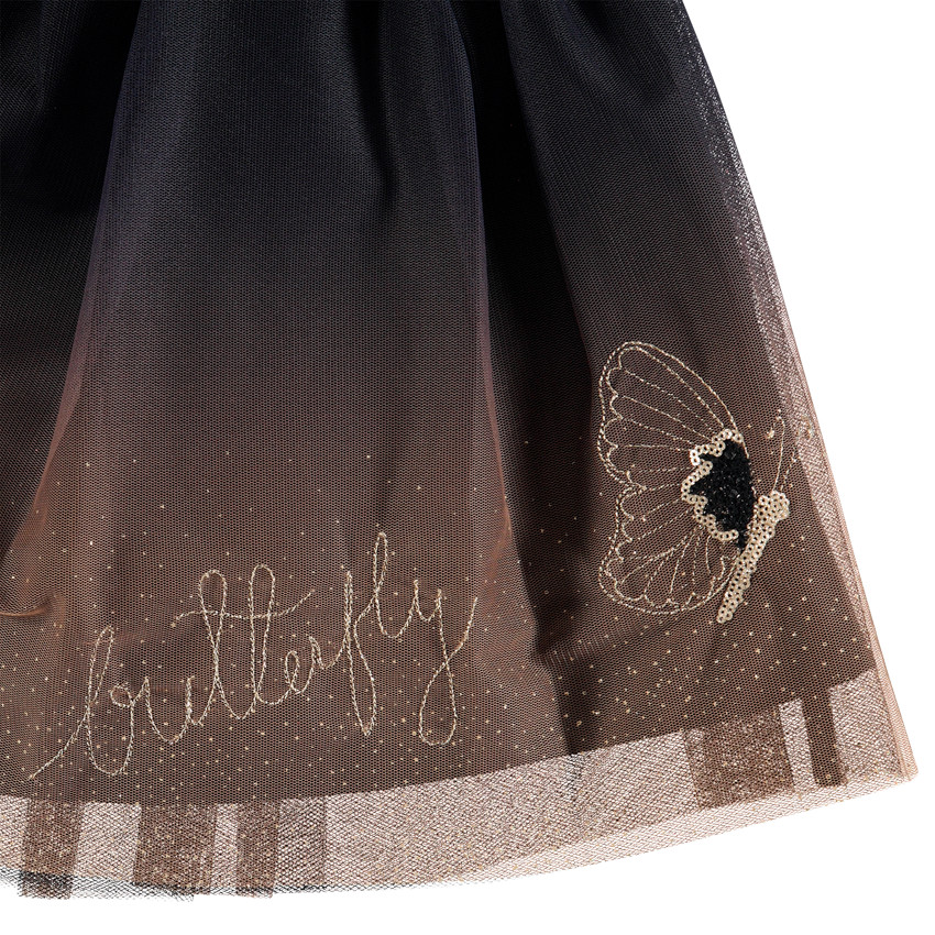 Jupe en tulle effet dégradé à papillons en sequins 