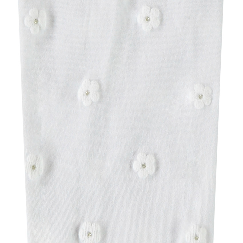 Medias finas con motivo floral en relieve y purpurina para niña 