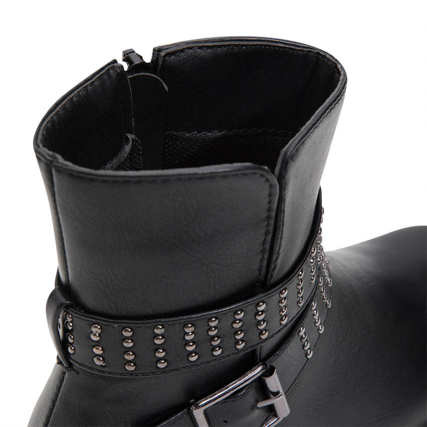 Medias botas de cuero de imitación con abertura con cremallera y tachuelas de fantasía  Additional Medias botas de cuero de imitación con abertura con cremallera y tachuelas de fantasía