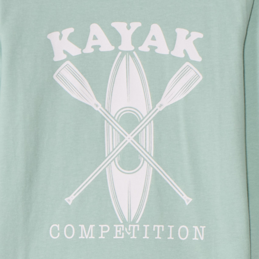 Conjunto de pijama largo de jersey con estampado de kayak para niño. 