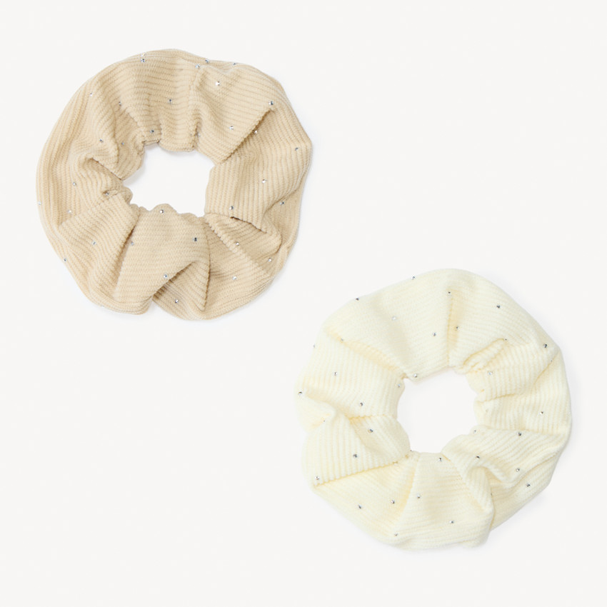 Lot de 2 chouchous unis à strass pour fille  