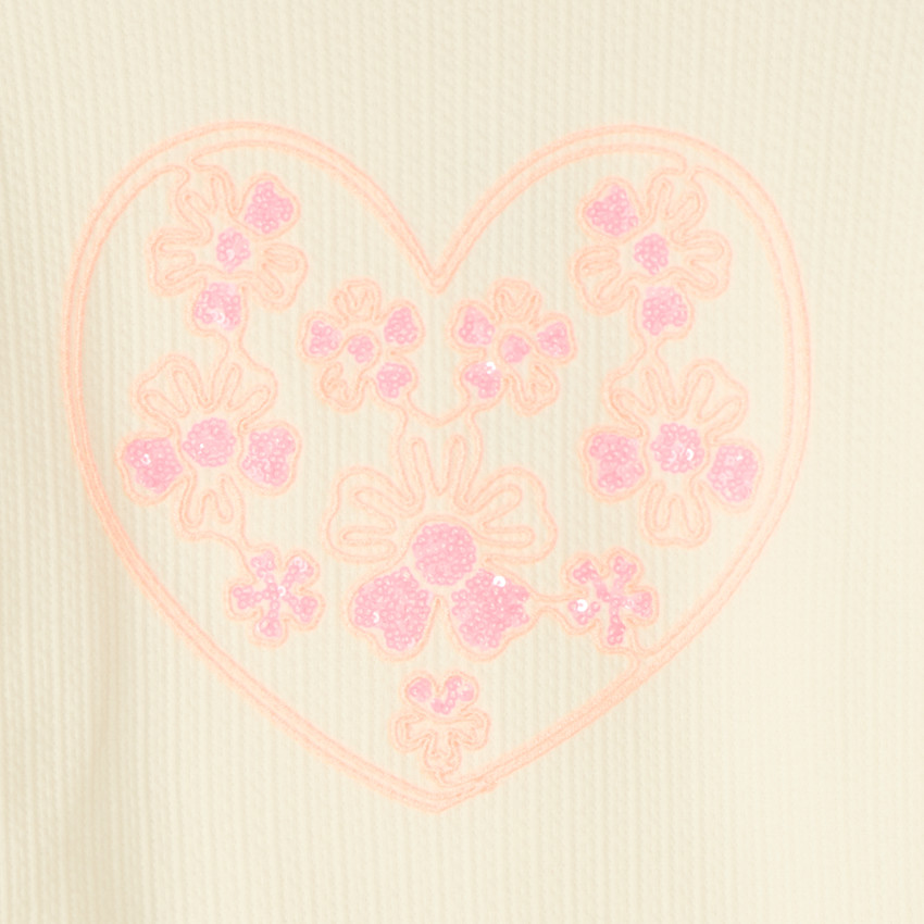 Sudadera oversize de punto texturizado con bordado y lentejuelas para niña 