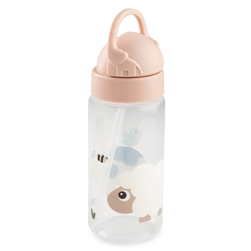 Botella con pajita 350ml Tiny Farm rosa palo 