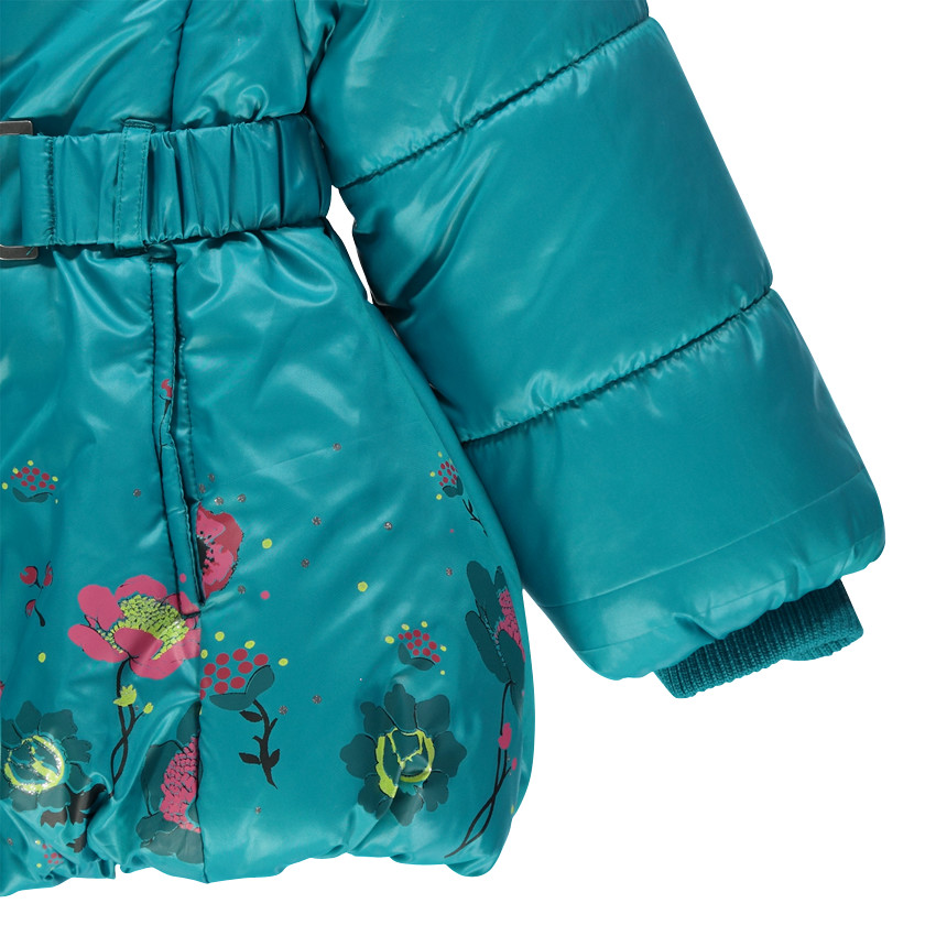 Parka de color turquesa con capucha desmontable con forro de tela sherpa 