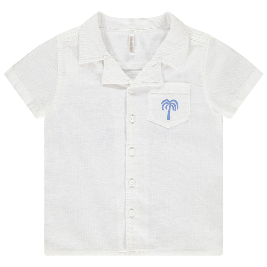 Camisa de manga corta estampada con cuello cubano para bebé niño 